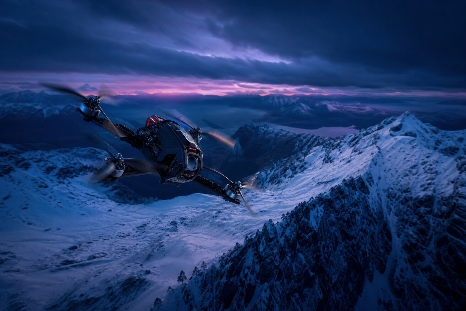 Fpv Drone In Snowy Mountains Drone Wallpaper  6 4K