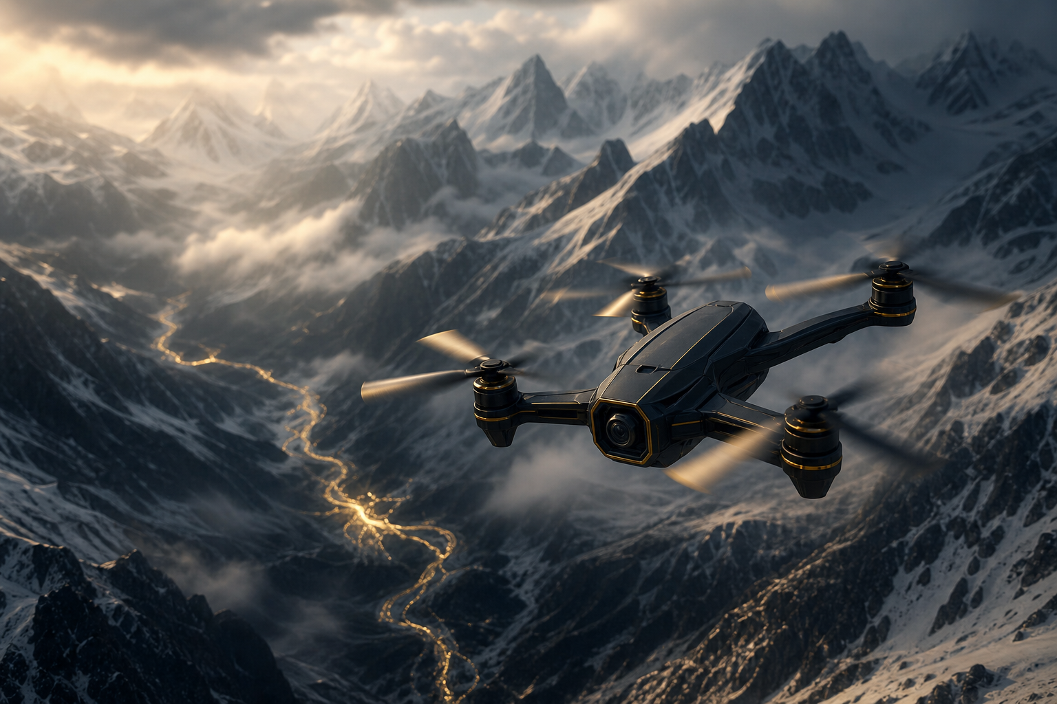 Fpv Drone In Snowy Mountains Drone Wallpaper  6 4K