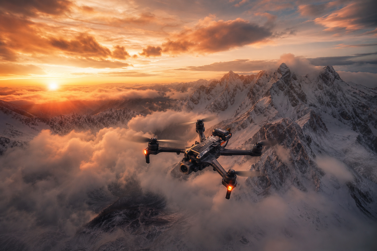 Fpv Drone In Snowy Mountains Drone Wallpaper  6 4K