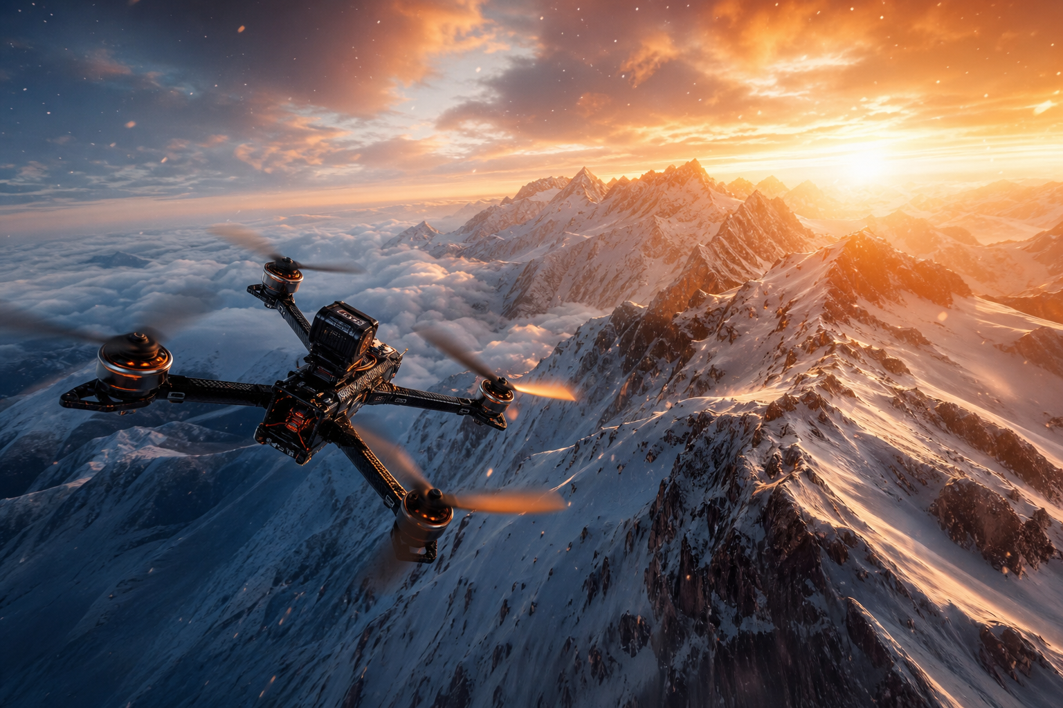 Fpv Drone In Snowy Mountains Drone Wallpaper  6 4K
