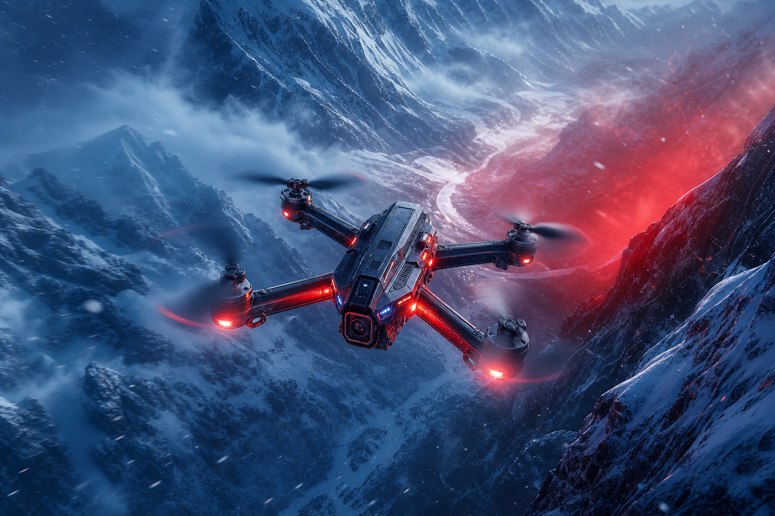 Fpv Drone In Snowy Mountains Drone Wallpaper  6 4K