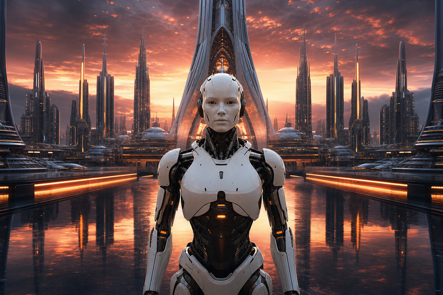 Friendly Humanoid Robot In Futuristic City Robots Wallpaper  1 4K