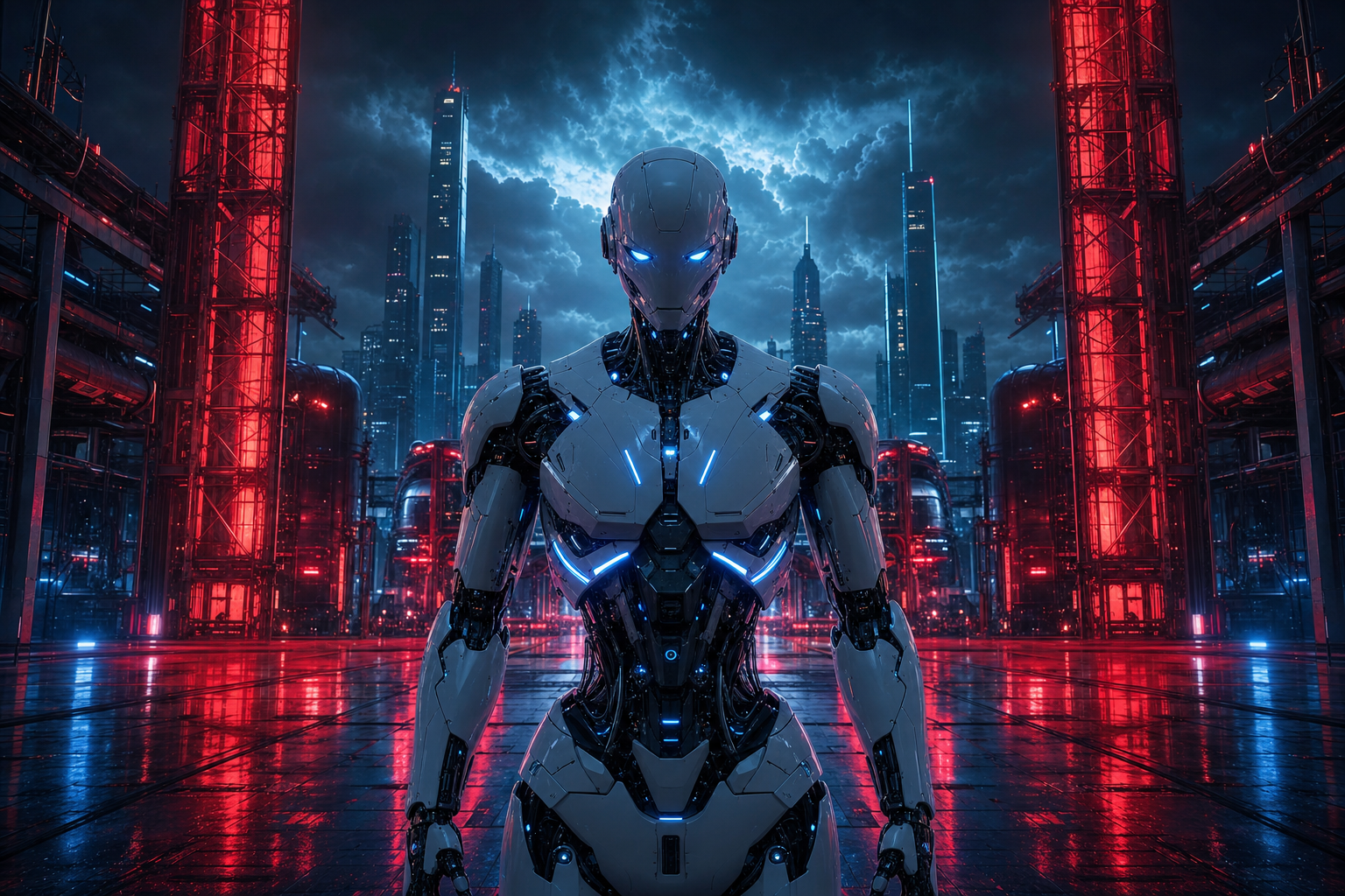Friendly Humanoid Robot In Futuristic City Robots Wallpaper  1 4K