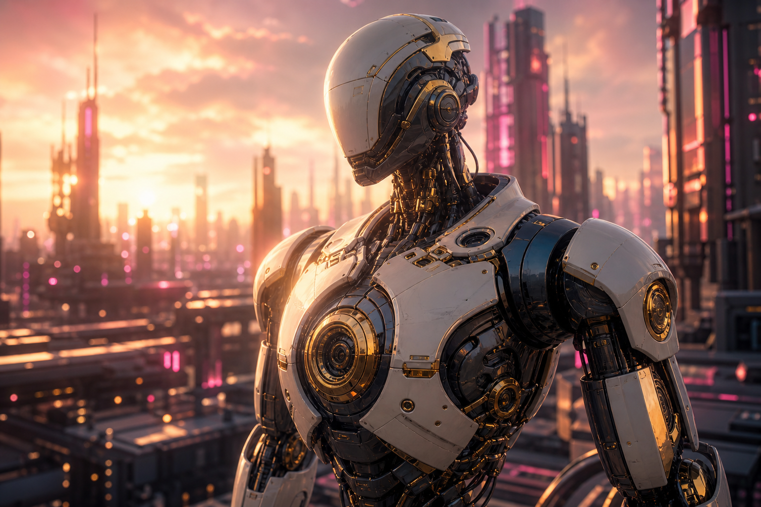 Friendly Humanoid Robot In Futuristic City Robots Wallpaper  1 4K