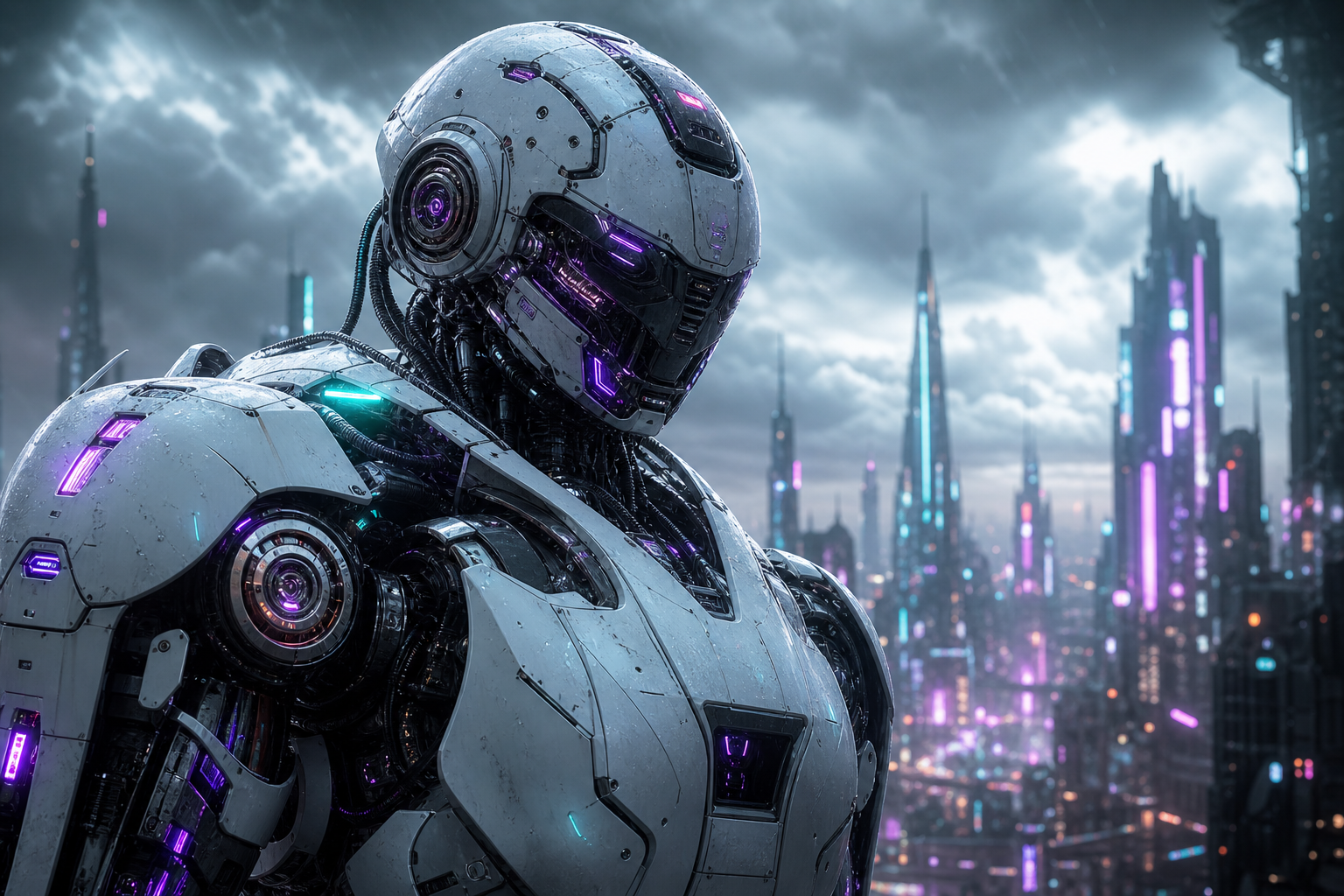 Friendly Humanoid Robot In Futuristic City Robots Wallpaper  1 4K