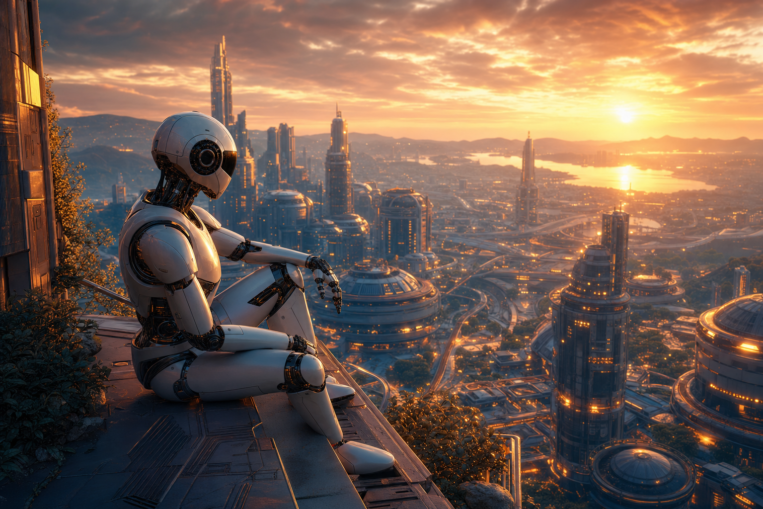 Friendly Humanoid Robot In Futuristic City Robots Wallpaper  1 4K