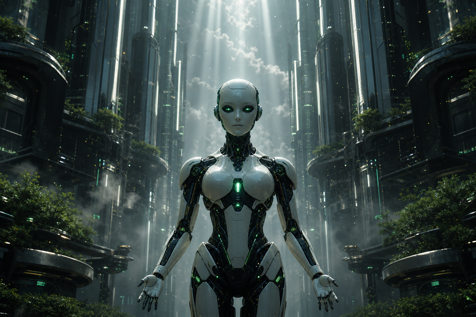 Friendly Humanoid Robot In Futuristic City Robots Wallpaper  1 4K