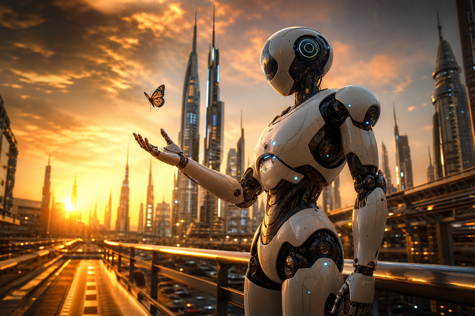 Friendly Humanoid Robot In Futuristic City Robots Wallpaper  1 4K
