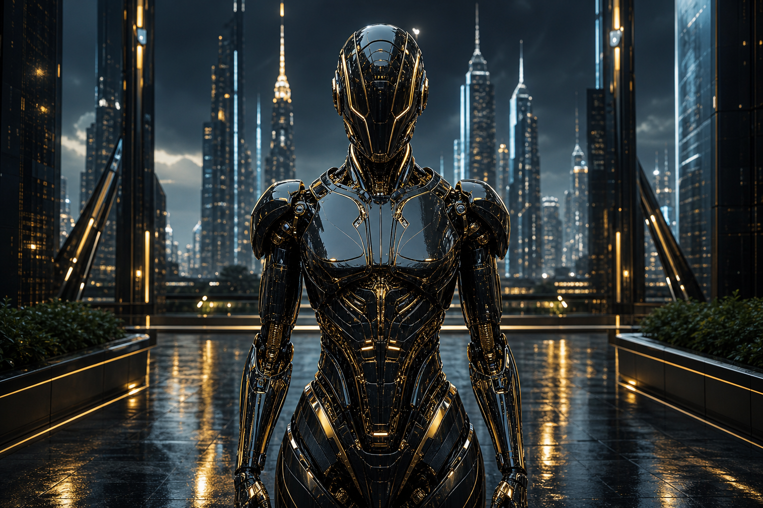 Friendly Humanoid Robot In Futuristic City Robots Wallpaper  9 4K