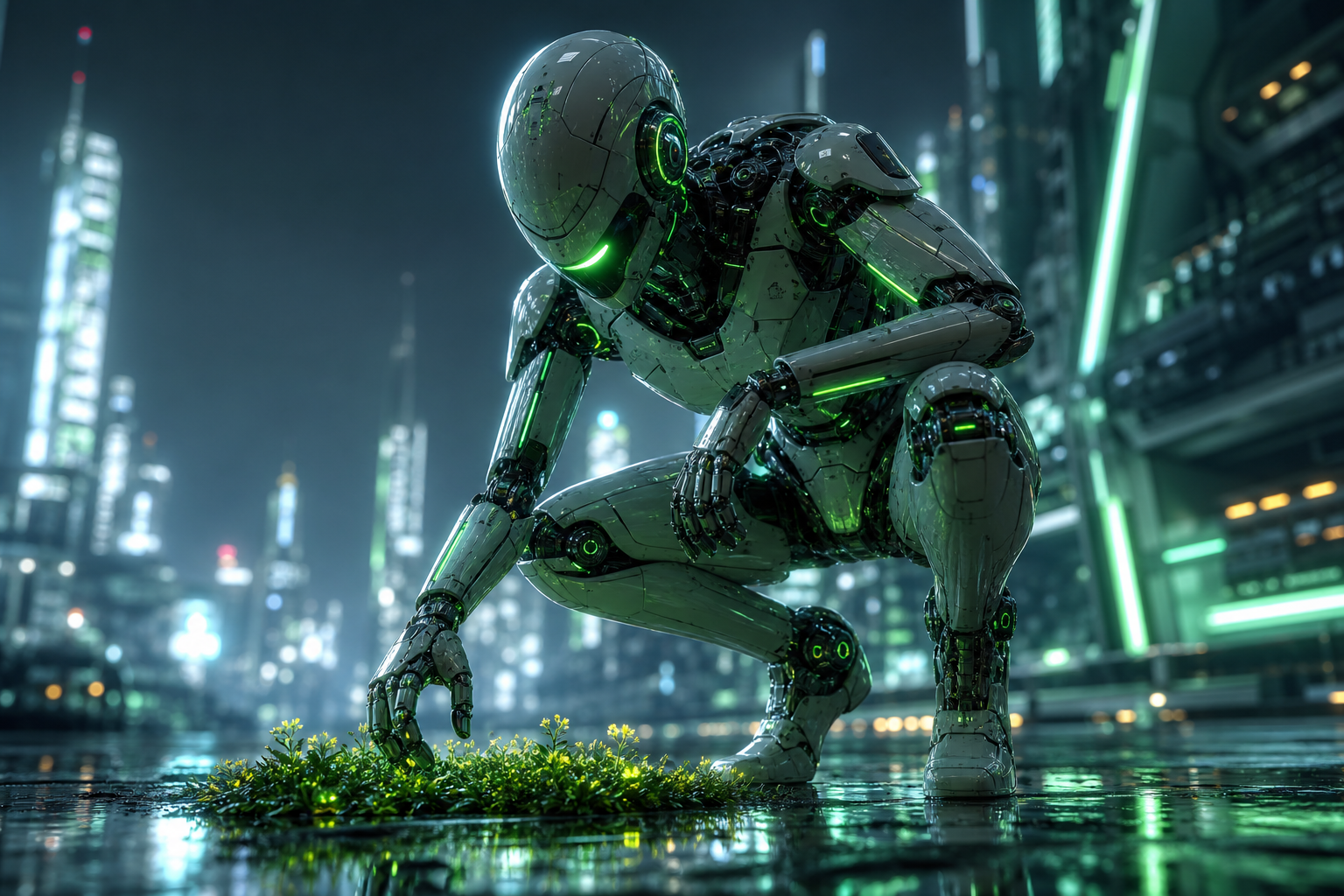 Friendly Humanoid Robot In Futuristic City Robots Wallpaper  9 4K