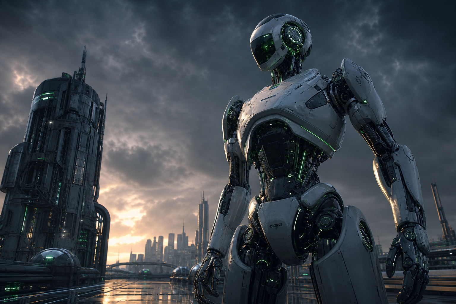 Friendly Humanoid Robot In Futuristic City Robots Wallpaper  9 4K