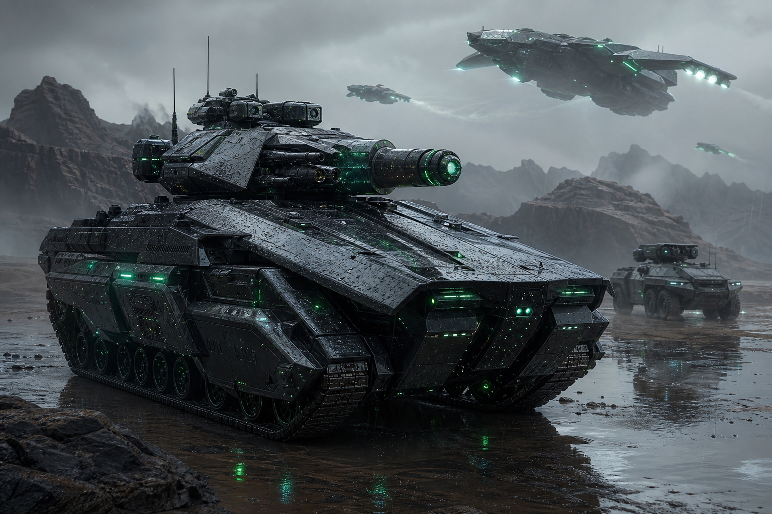 Futuristic Armored Vehicle In Desert Military Wallpaper  1 4K