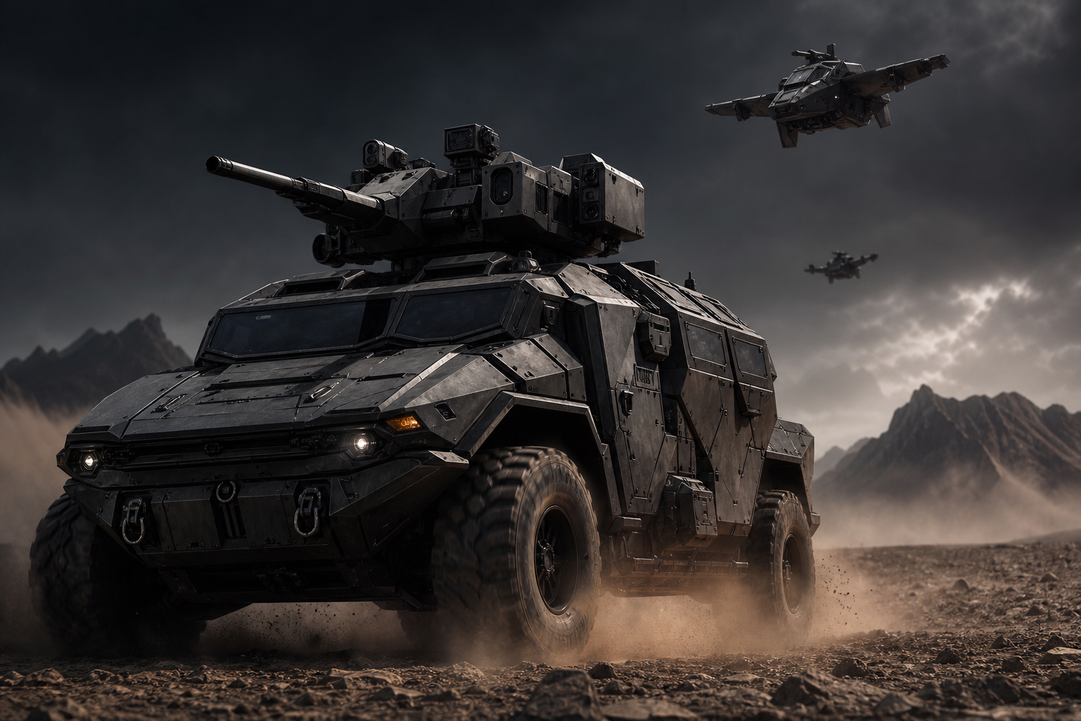 Futuristic Armored Vehicle In Desert Military Wallpaper 1 4K 11 4K Military Wallpaper