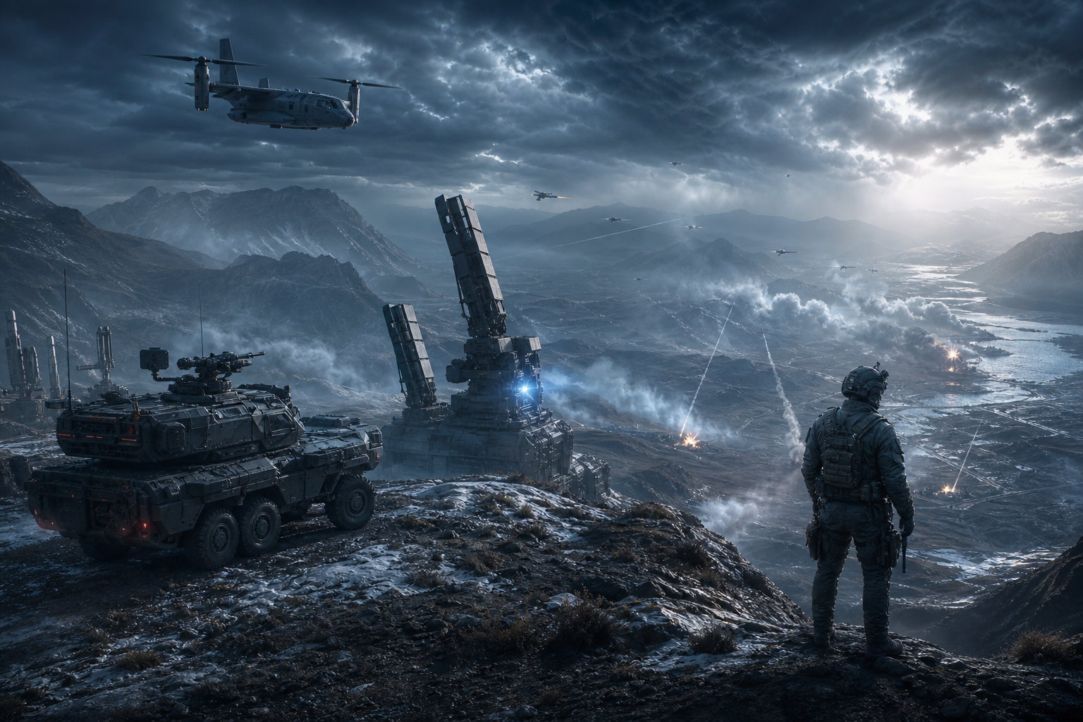 Futuristic Armored Vehicle In Desert Military Wallpaper  1 4K