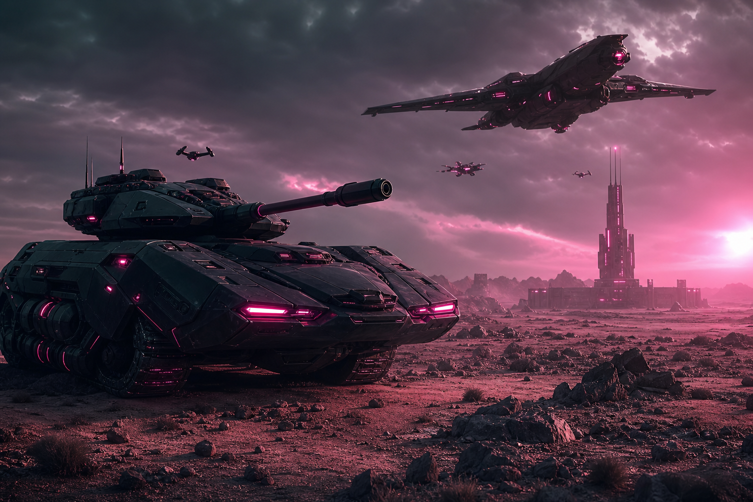 Futuristic Armored Vehicle In Desert Military Wallpaper  1 4K