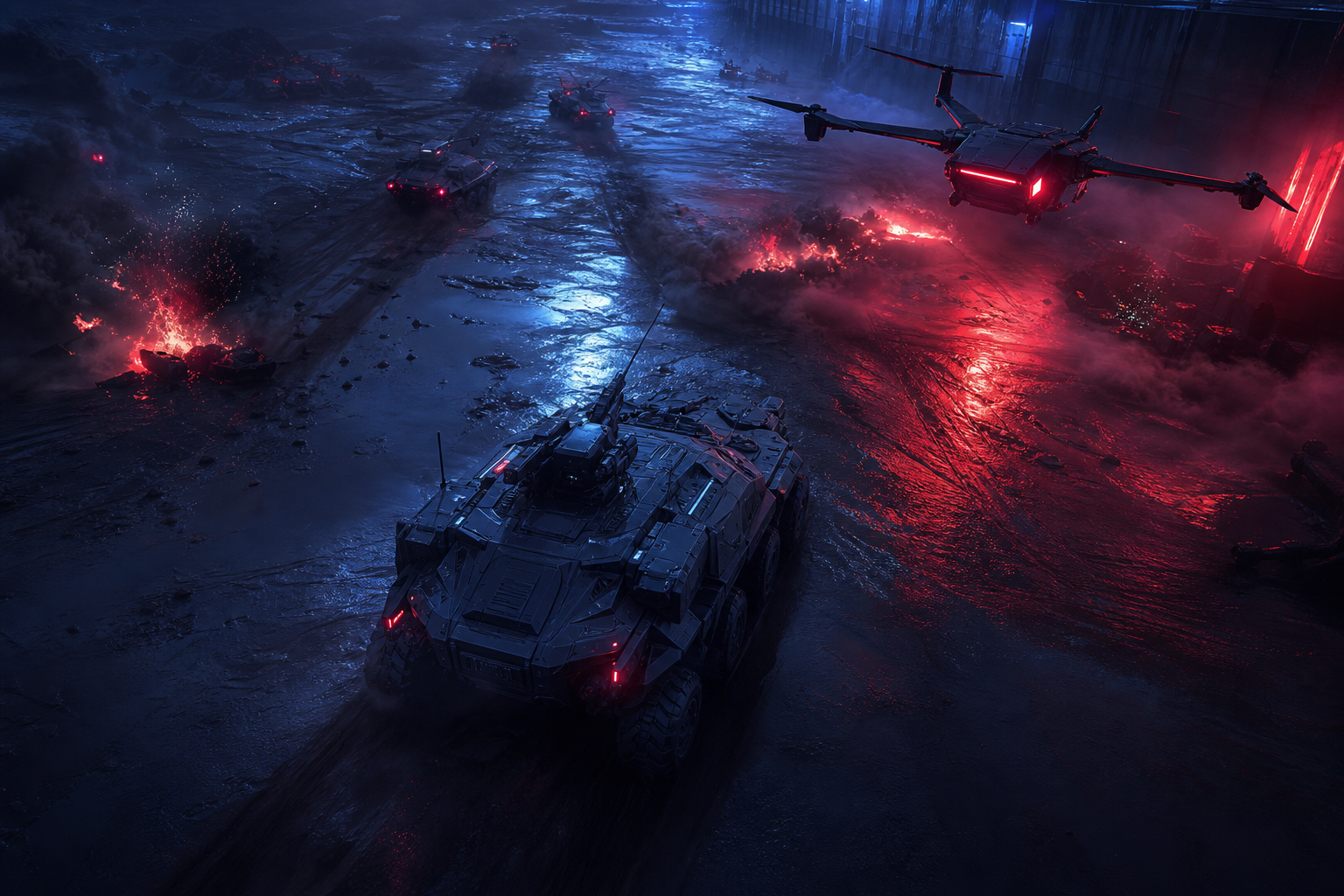 Futuristic Armored Vehicle In Desert Military Wallpaper  1 4K