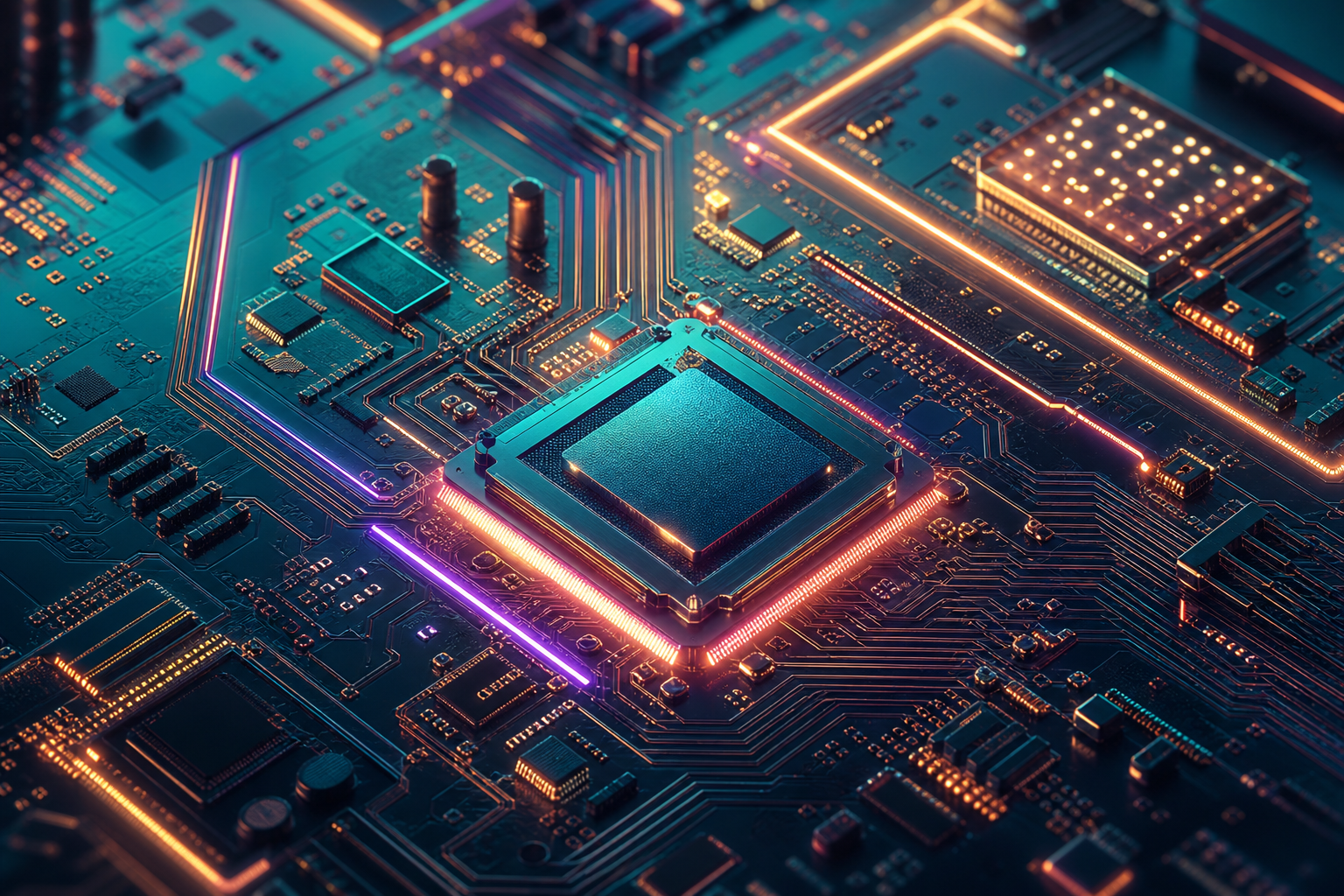 Futuristic Circuit Board Macro Shot Electronics Wallpaper  1 4K