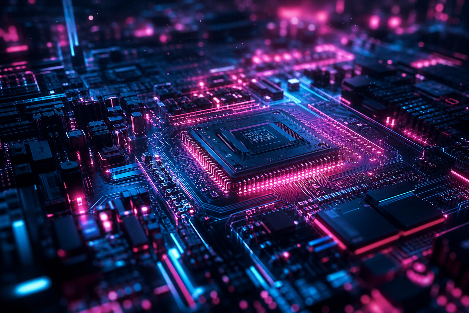 Futuristic Circuit Board Macro Shot Electronics Wallpaper  1 4K