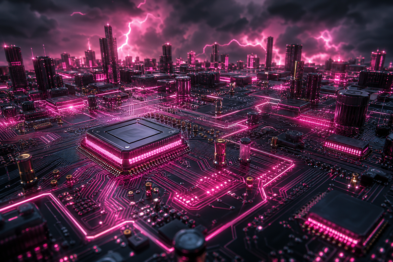 Futuristic Circuit Board Macro Shot Electronics Wallpaper  9 4K