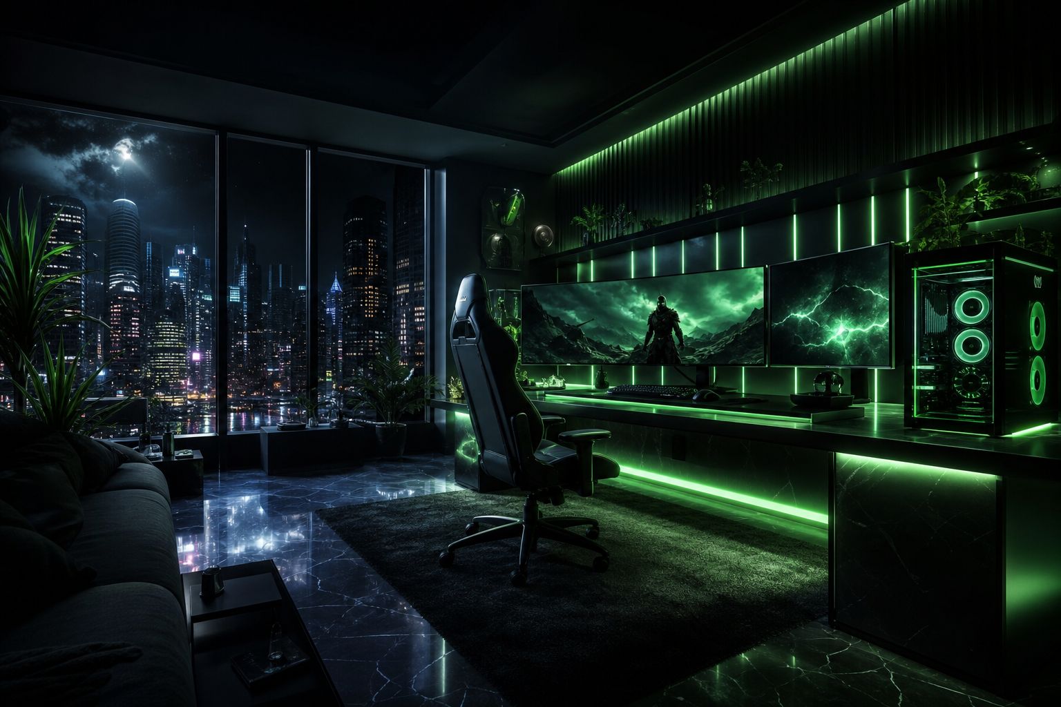 Futuristic Gaming Setup With RGB Lighting Gaming Wallpaper  1 4K