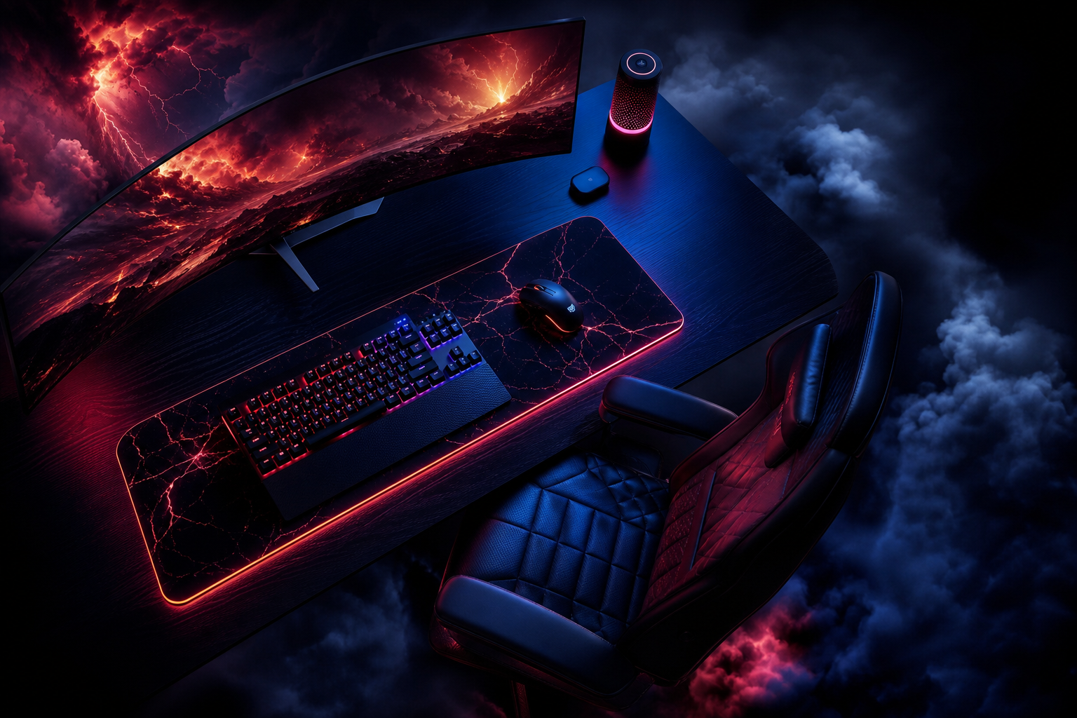 Futuristic Gaming Setup With RGB Lighting Gaming Wallpaper  1 4K