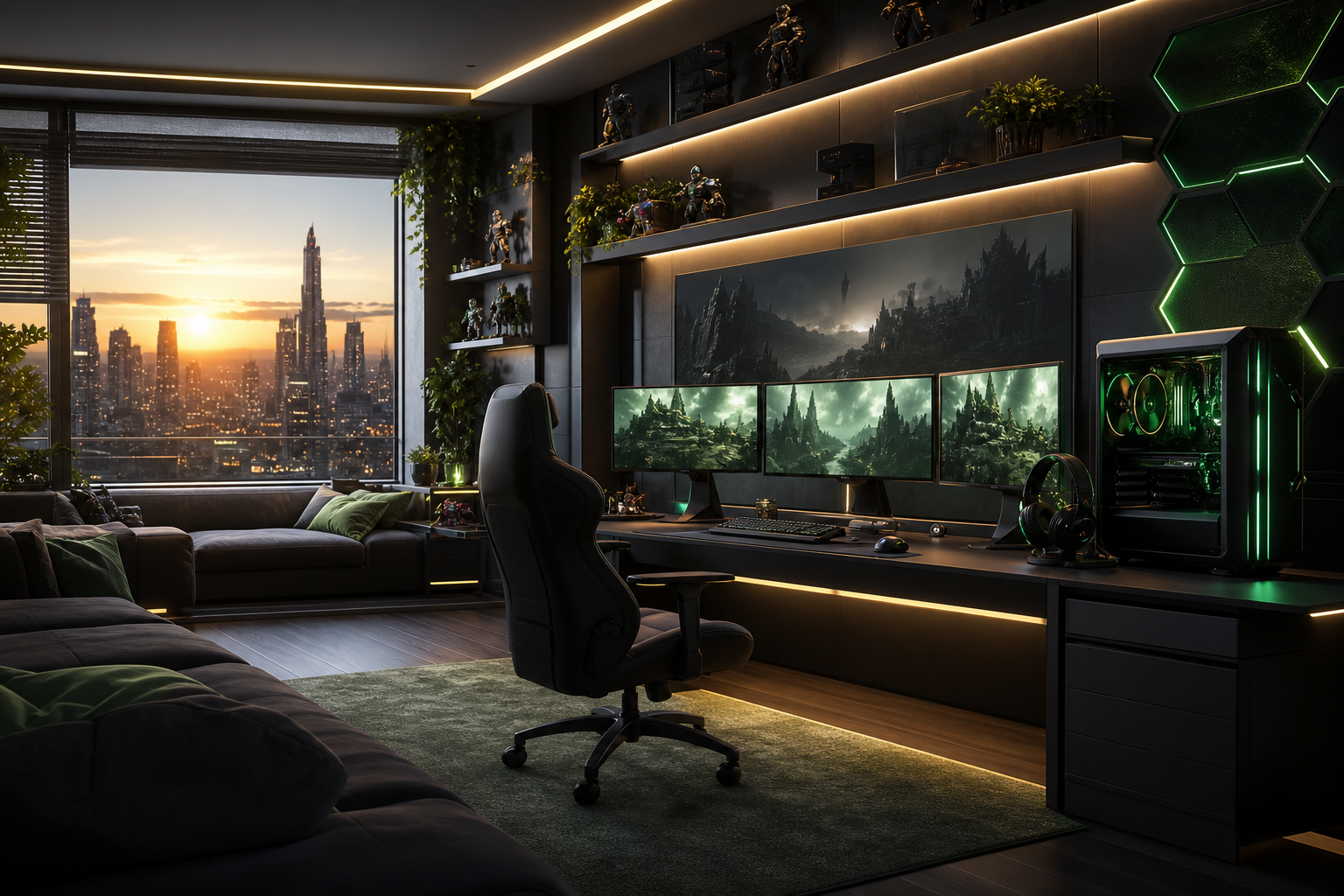 Futuristic Gaming Setup With RGB Lighting Gaming Wallpaper  1 4K