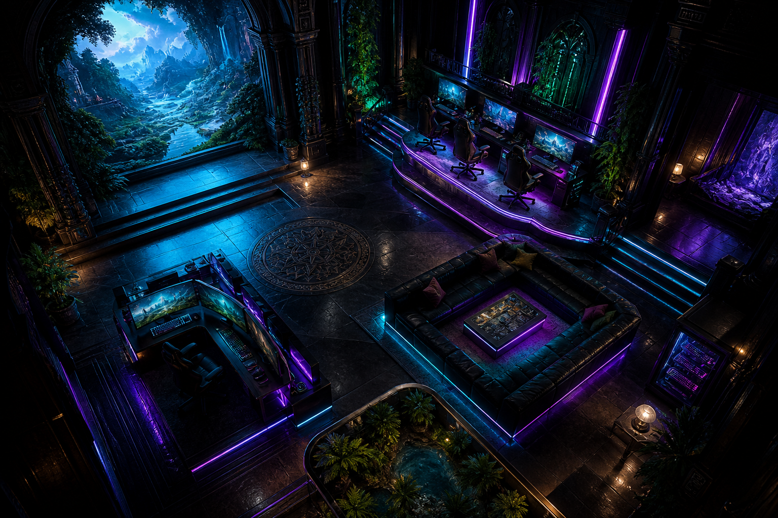 Futuristic Gaming Setup With RGB Lighting Gaming Wallpaper  1 4K