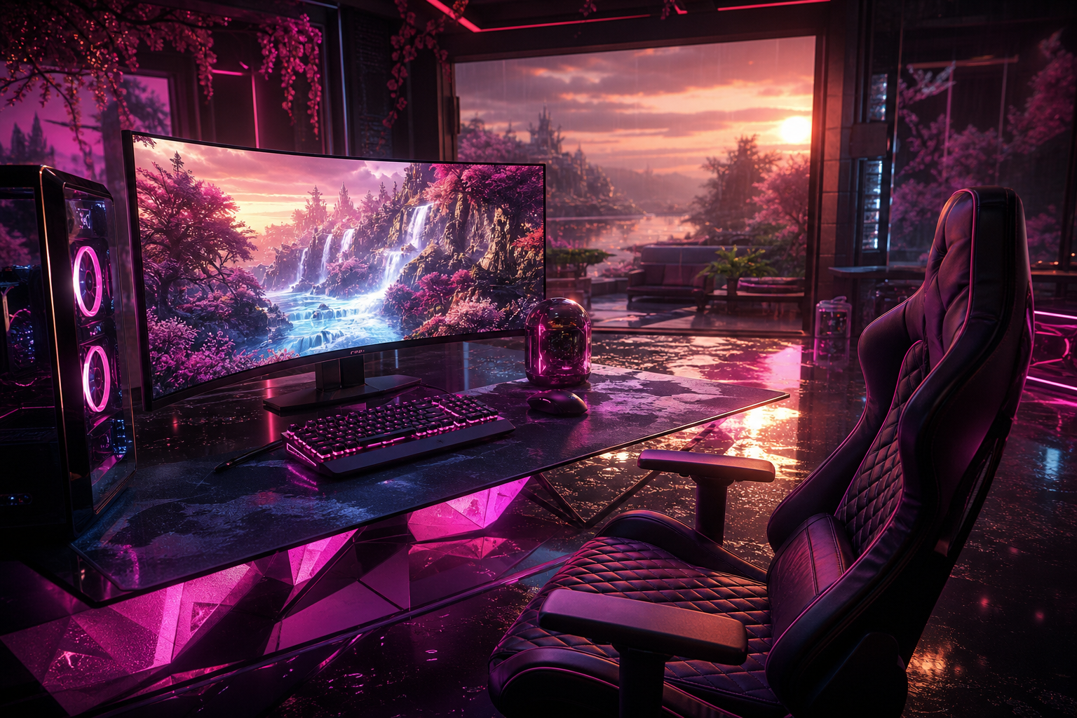 Futuristic Gaming Setup With RGB Lighting Gaming Wallpaper 1 4K 11 4K Gaming Wallpaper