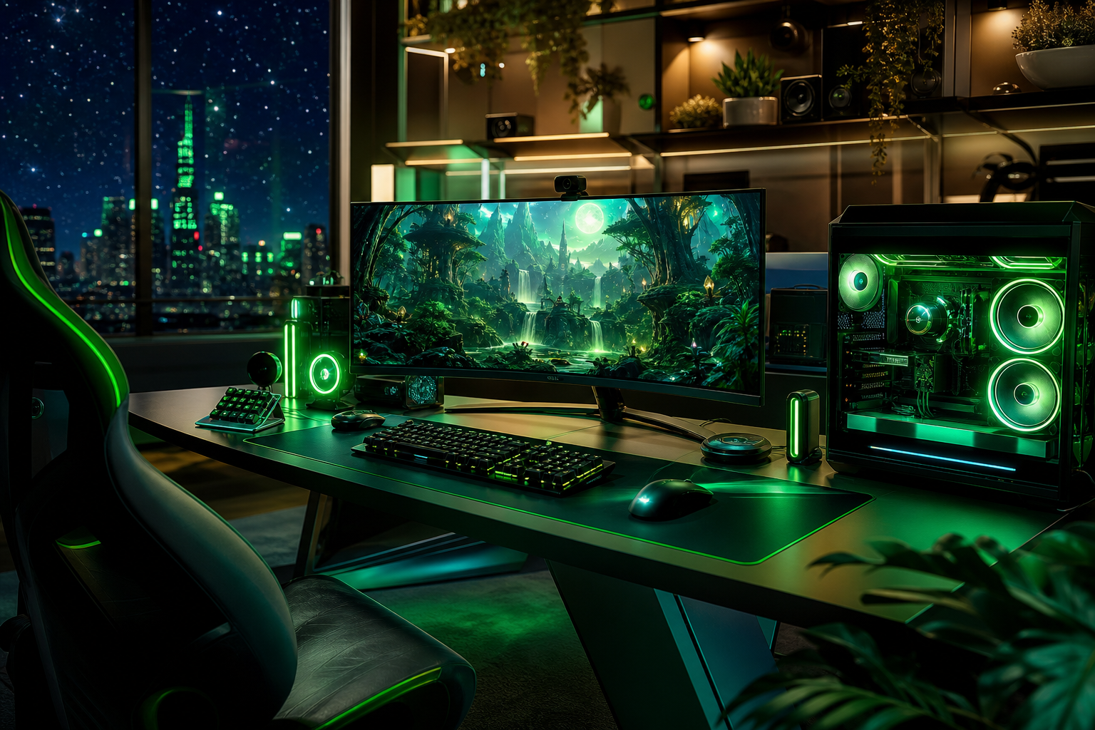 Futuristic Gaming Setup With RGB Lighting Gaming Wallpaper  1 4K