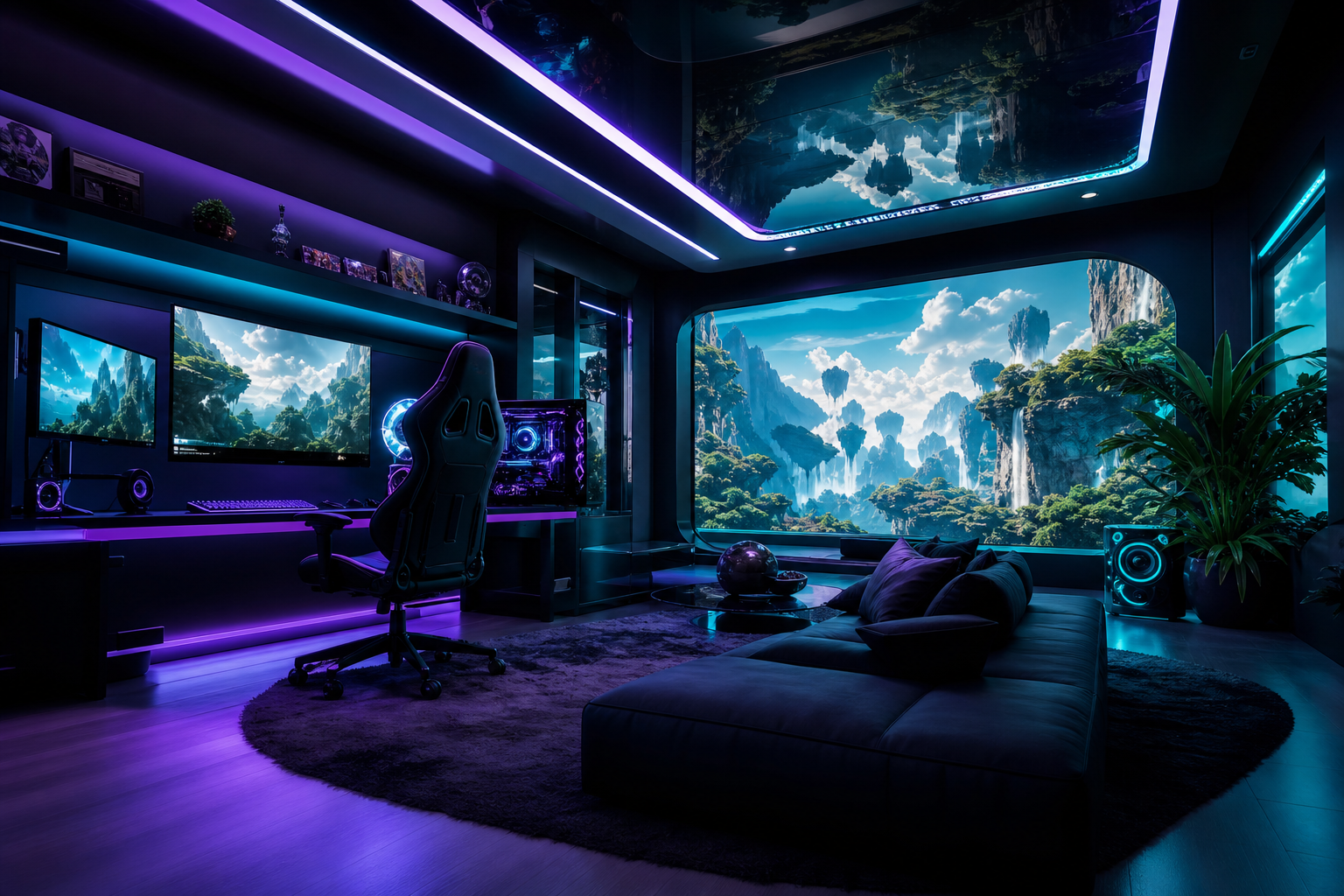 Futuristic Gaming Setup With RGB Lighting Gaming Wallpaper  1 4K