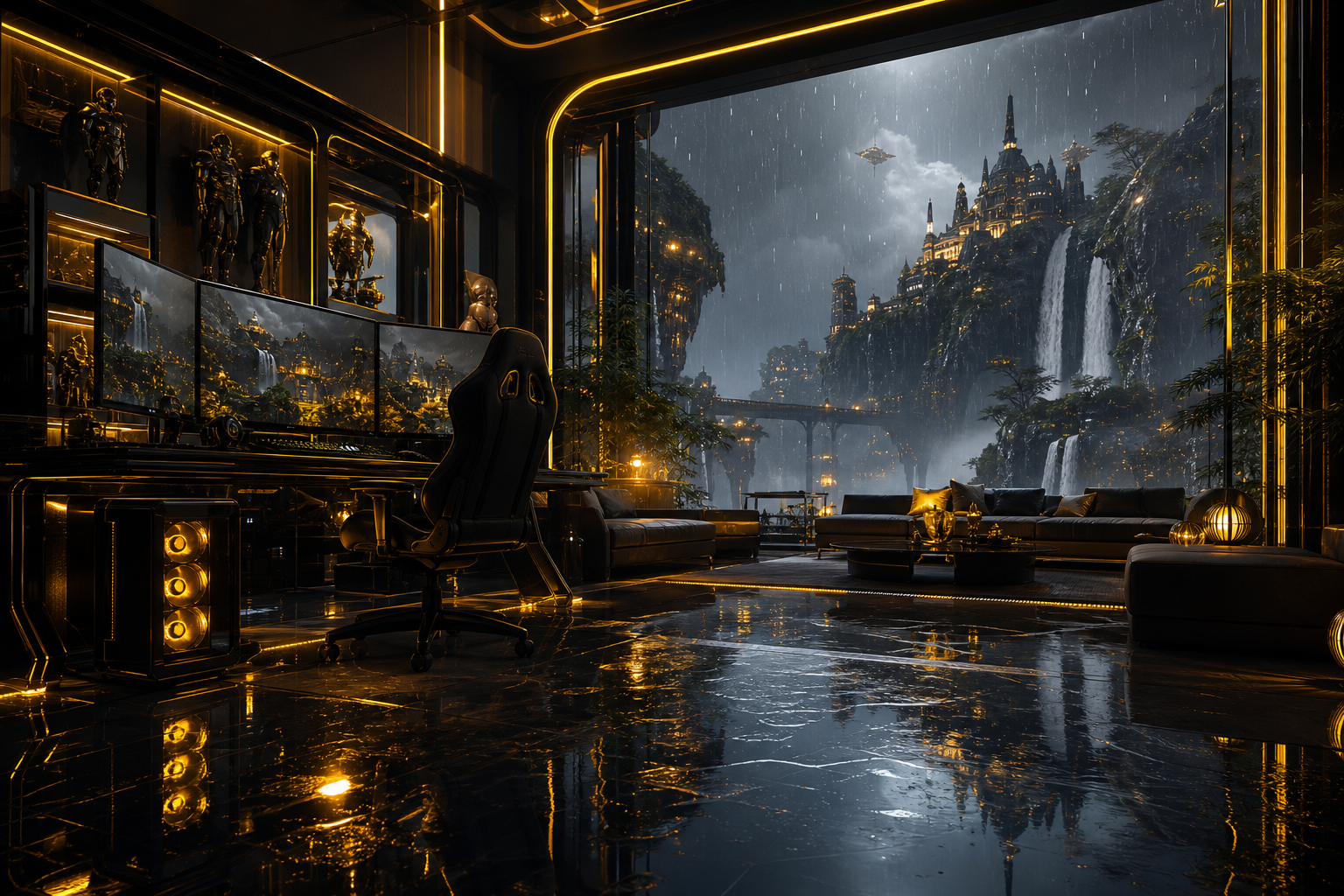 Futuristic Gaming Setup With RGB Lighting Gaming Wallpaper  1 4K