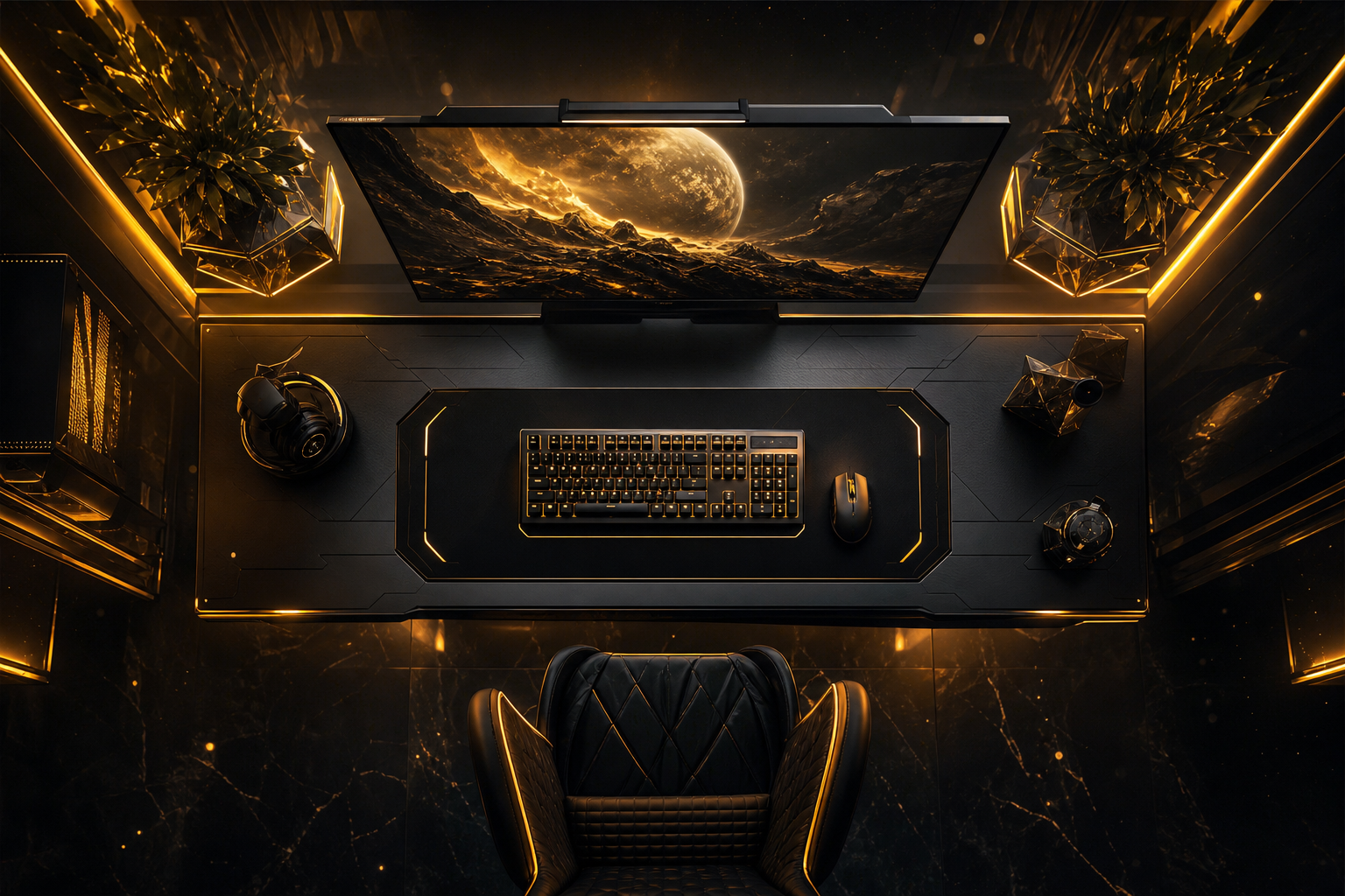 Futuristic Gaming Setup With RGB Lighting Gaming Wallpaper  1 4K