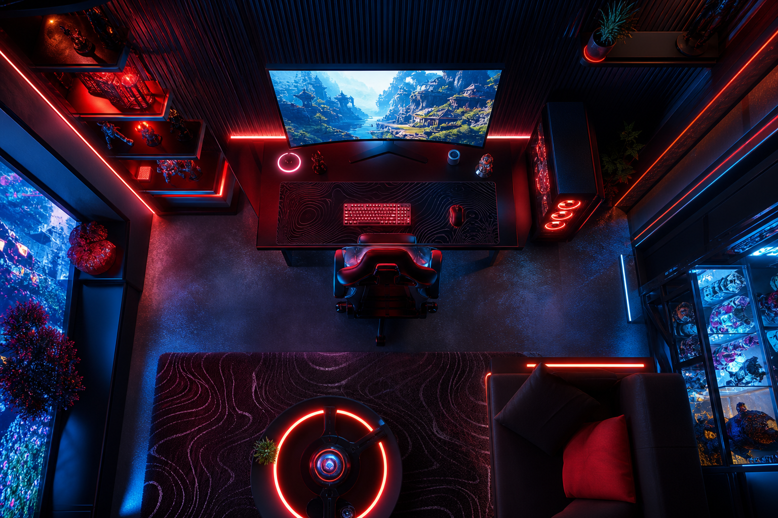 Futuristic Gaming Setup With RGB Lighting Gaming Wallpaper  11 4K