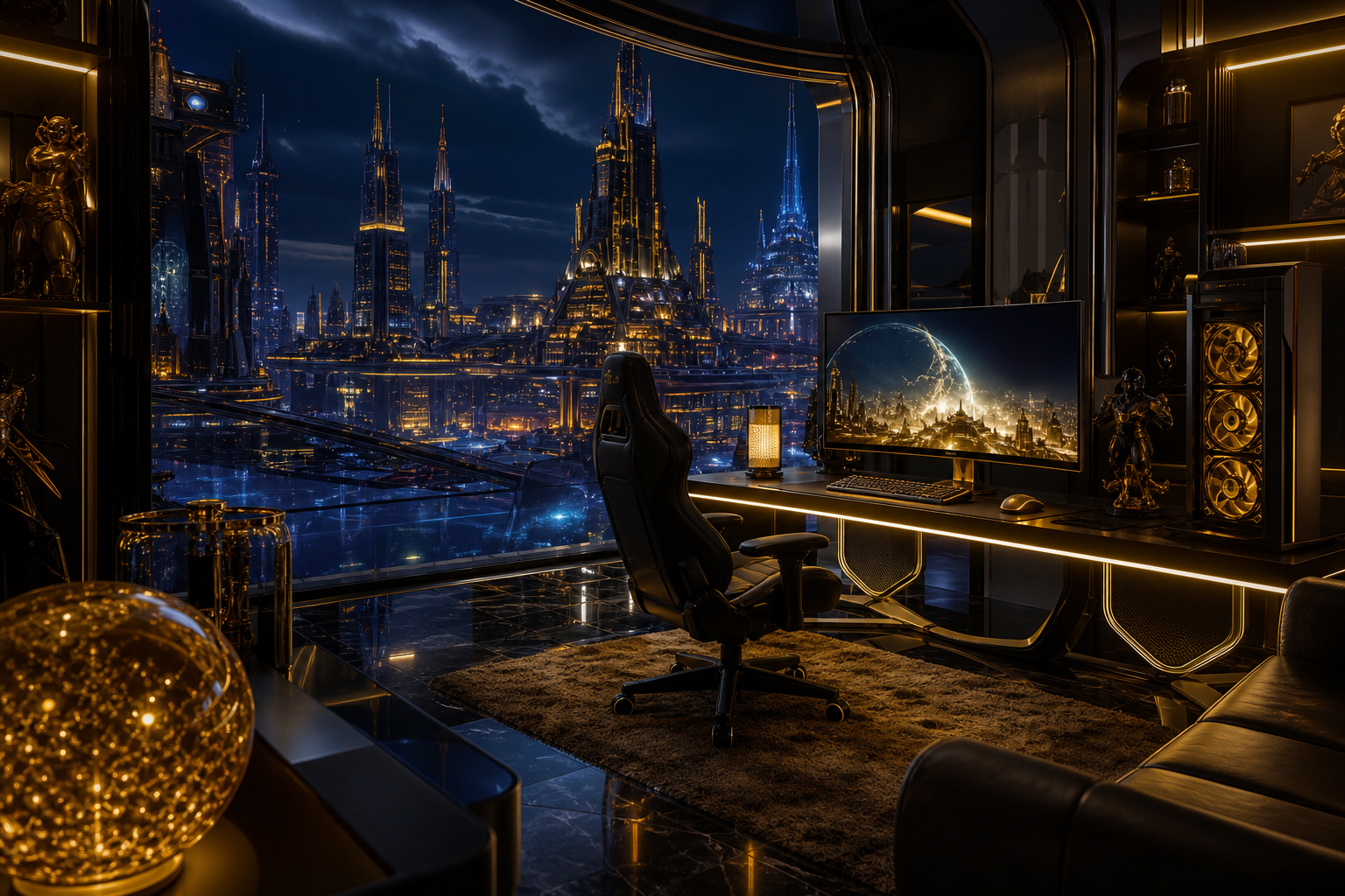 Futuristic Gaming Setup With RGB Lighting Gaming Wallpaper  11 4K