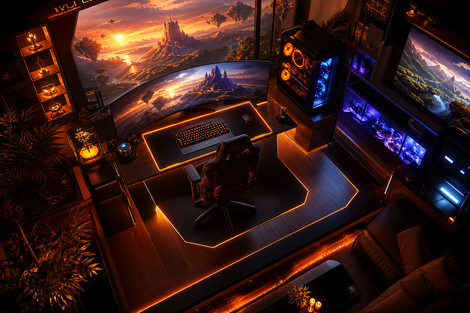 Futuristic Gaming Setup With RGB Lighting Gaming Wallpaper  11 4K