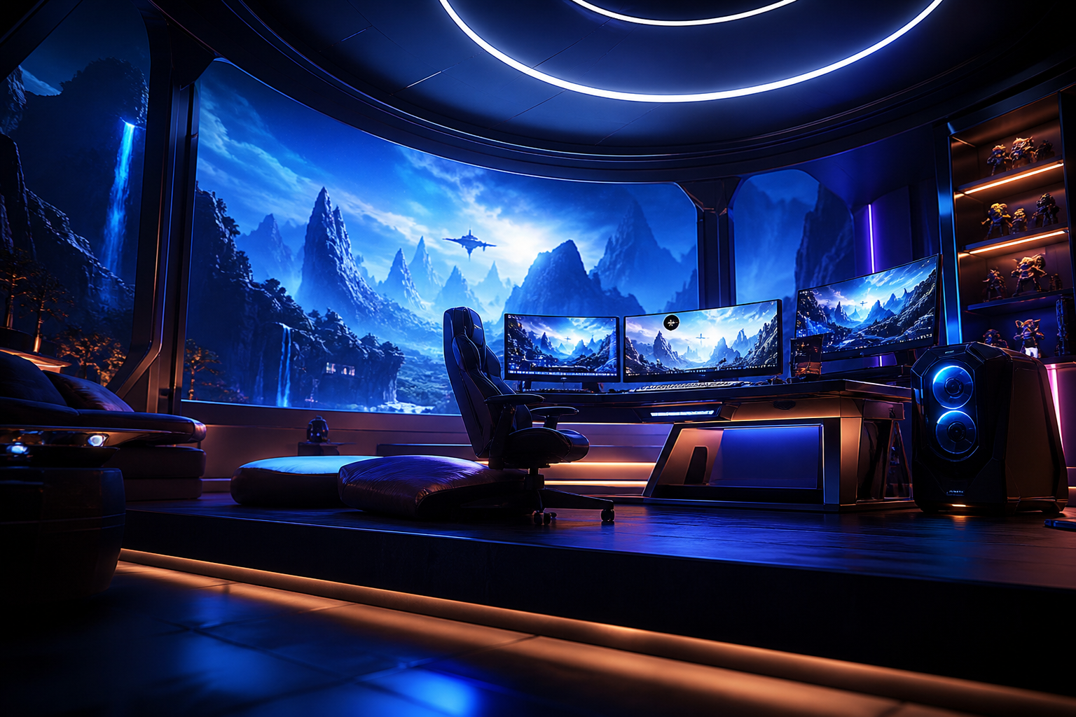 Futuristic Gaming Setup With RGB Lighting Gaming Wallpaper  11 4K