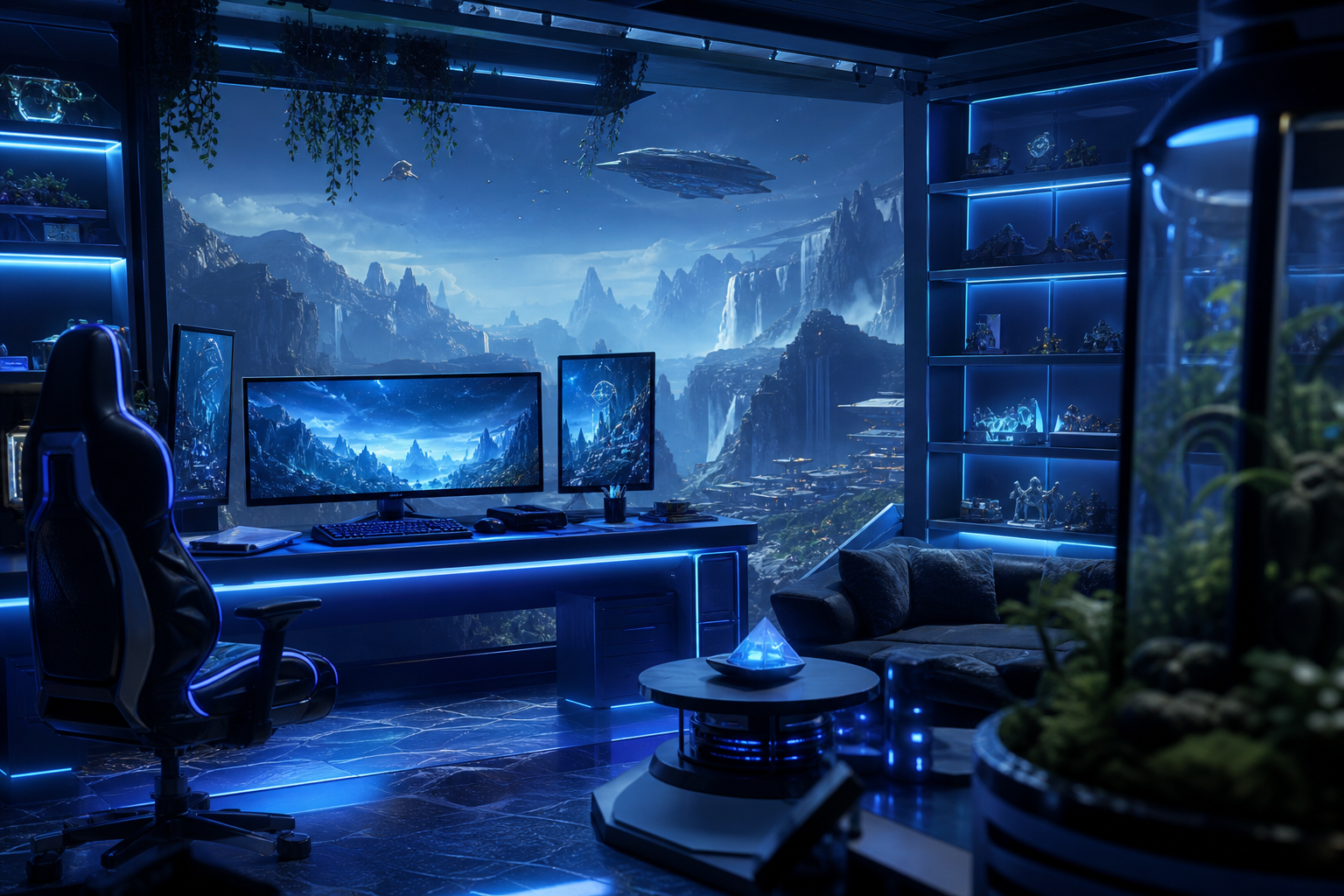 Futuristic Gaming Setup With RGB Lighting Gaming Wallpaper  11 4K