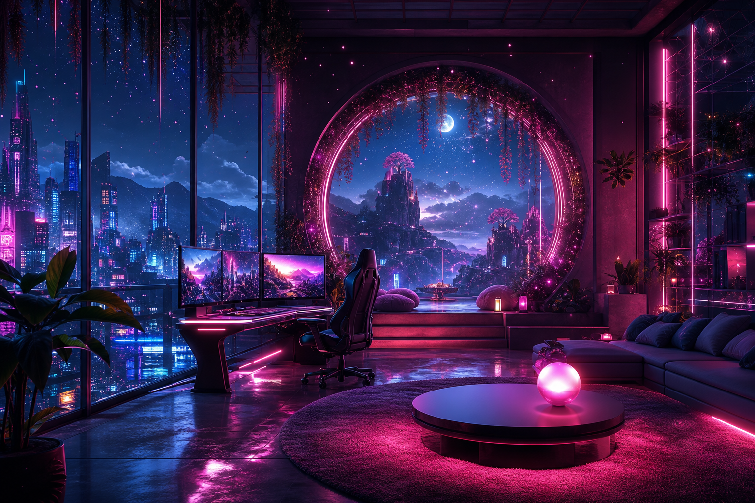 Futuristic Gaming Setup With RGB Lighting Gaming Wallpaper  11 4K
