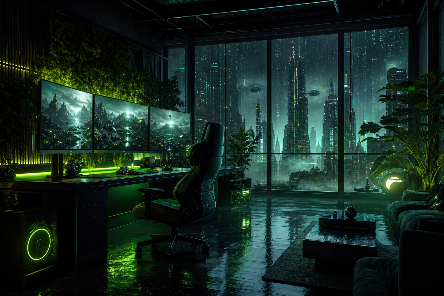 Futuristic Gaming Setup With RGB Lighting Gaming Wallpaper  11 4K