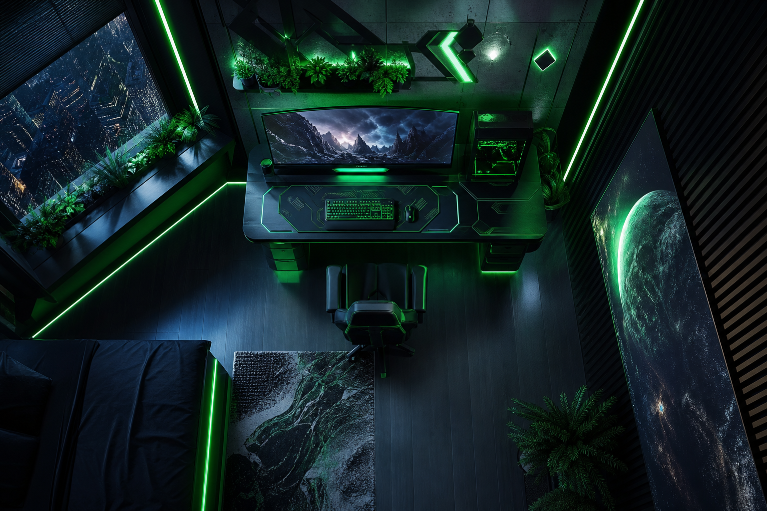 Futuristic Gaming Setup With RGB Lighting Gaming Wallpaper  11 4K