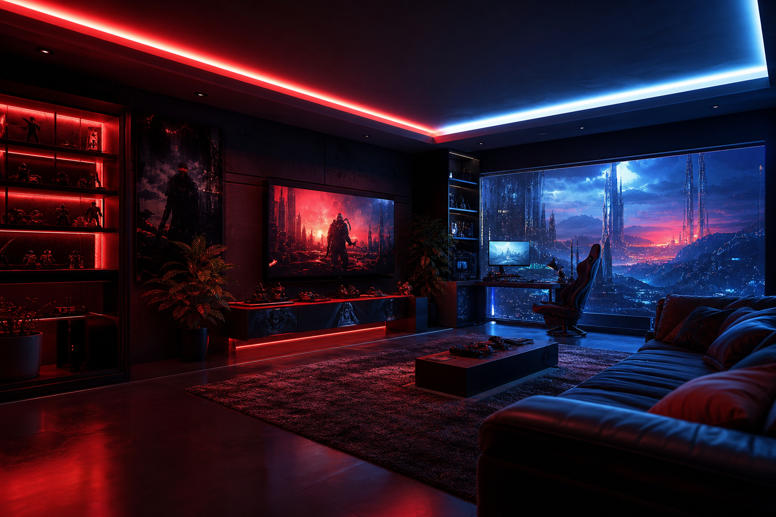 Futuristic Gaming Setup With RGB Lighting Gaming Wallpaper  11 4K