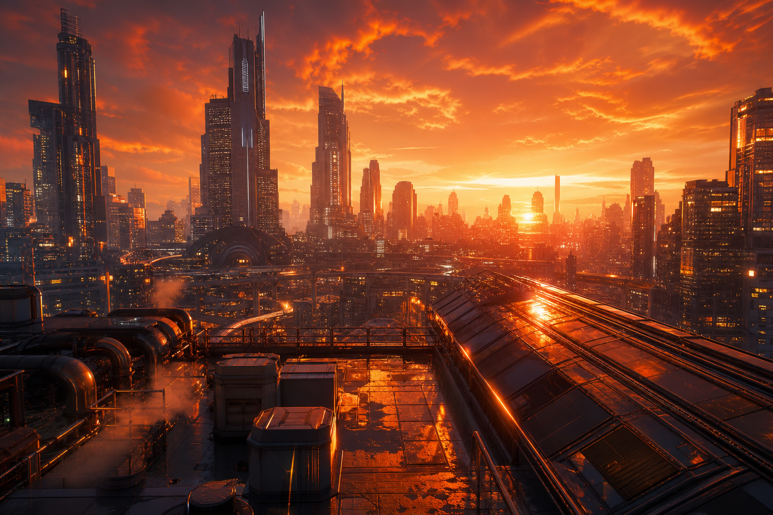 Futuristic Rooftop City View Cyberpunk Wallpaper 9 4K 11 4K Cyberpunk Wallpaper