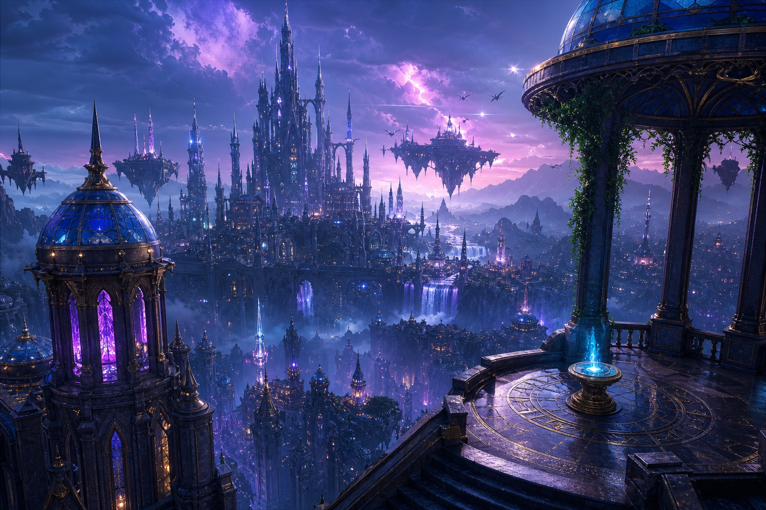 Futuristic Rooftop City View Fantasy Wallpaper  9 4K