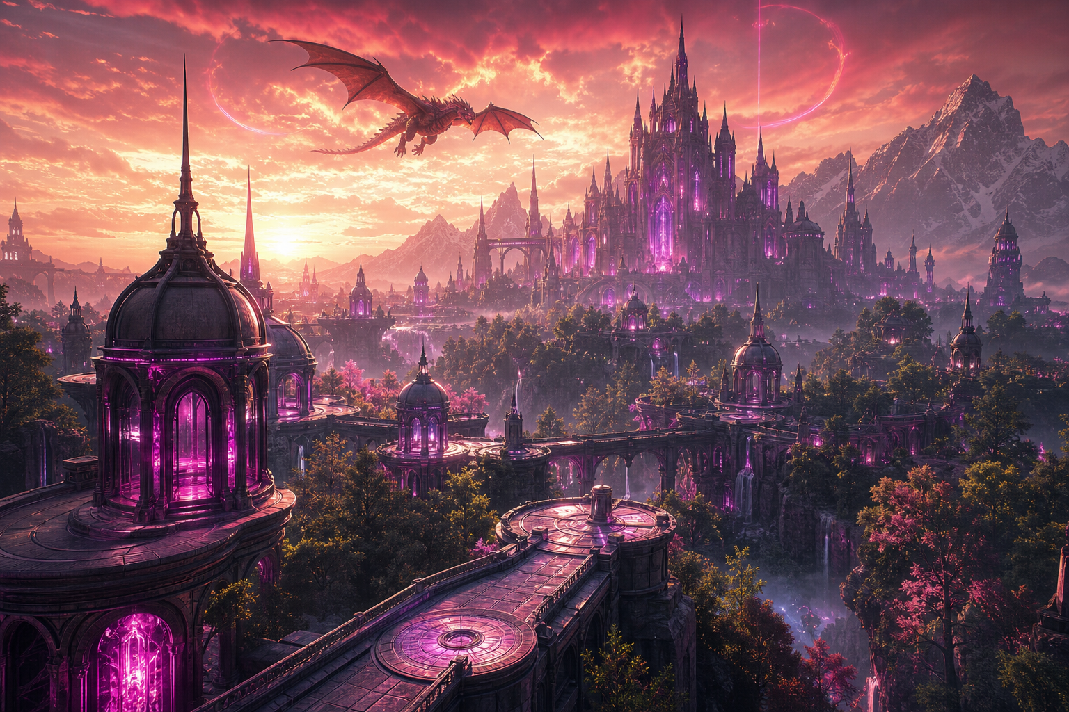 Futuristic Rooftop City View Fantasy Wallpaper  9 4K