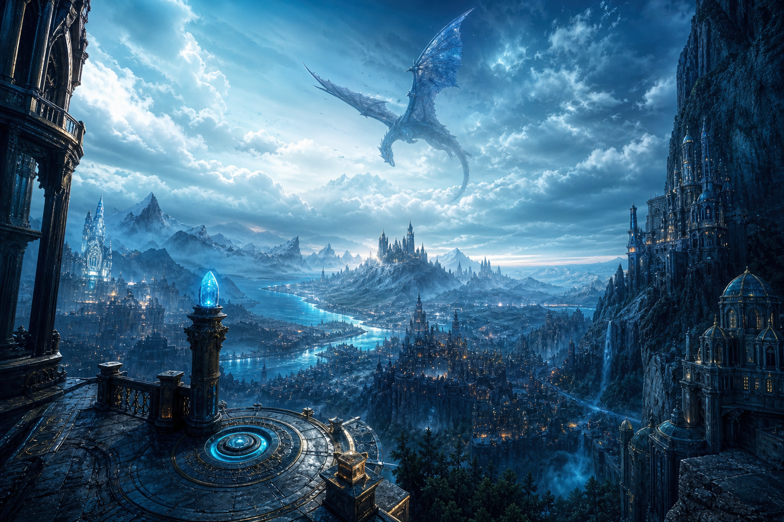 Futuristic Rooftop City View Fantasy Wallpaper  9 4K