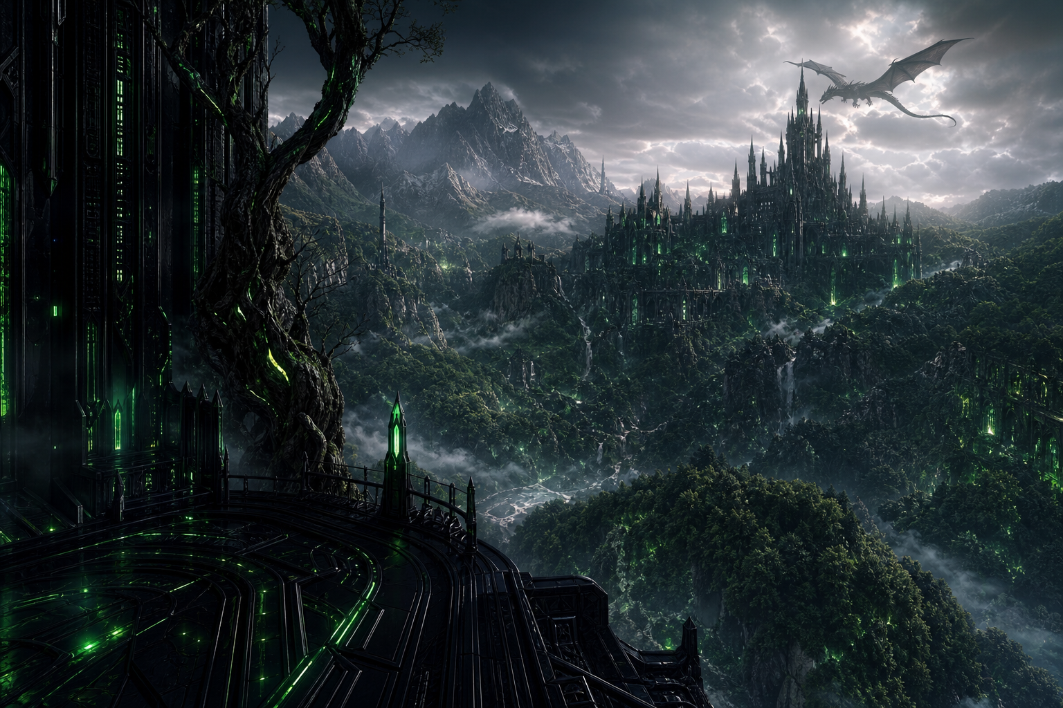 Futuristic Rooftop City View Fantasy Wallpaper  9 4K