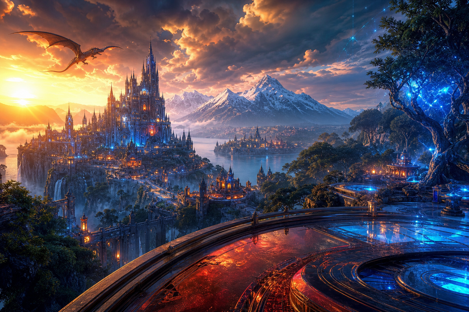 Futuristic Rooftop City View Fantasy Wallpaper  9 4K