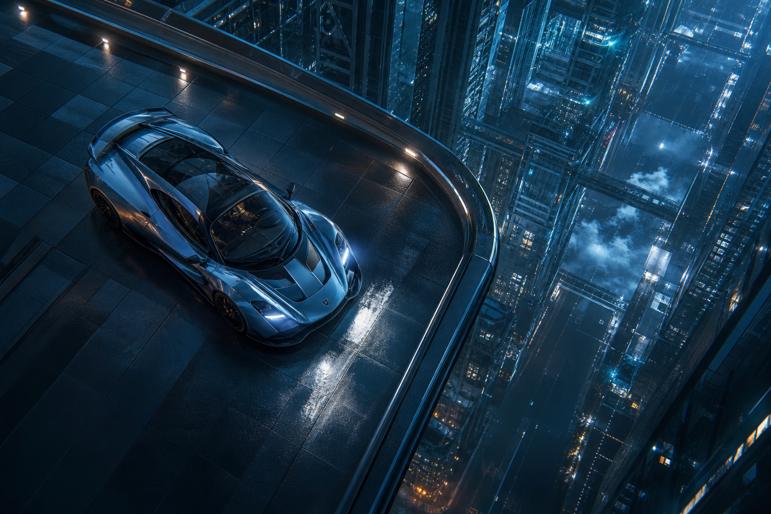 Futuristic Rooftop City View Supercars Wallpaper  9 4K