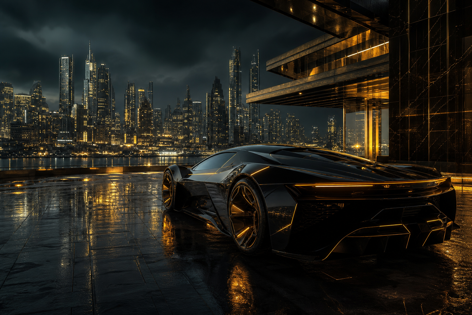 Futuristic Rooftop City View Supercars Wallpaper  9 4K