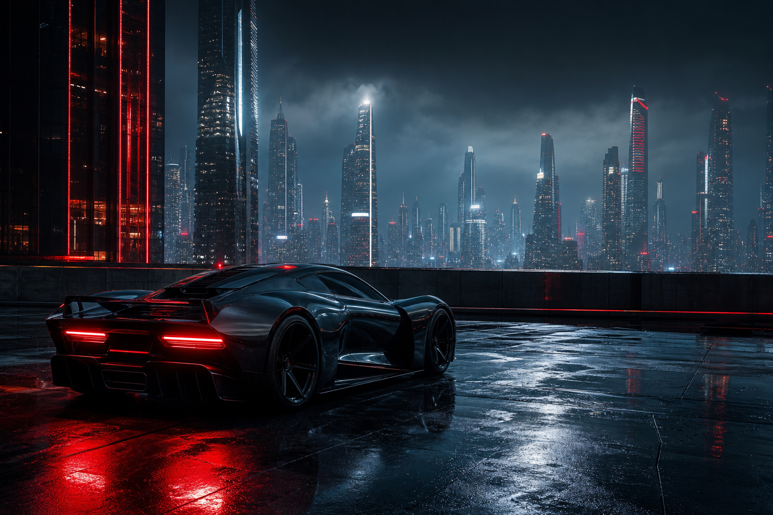 Futuristic Rooftop City View Supercars Wallpaper 9 4K 11 4K Supercars Wallpaper